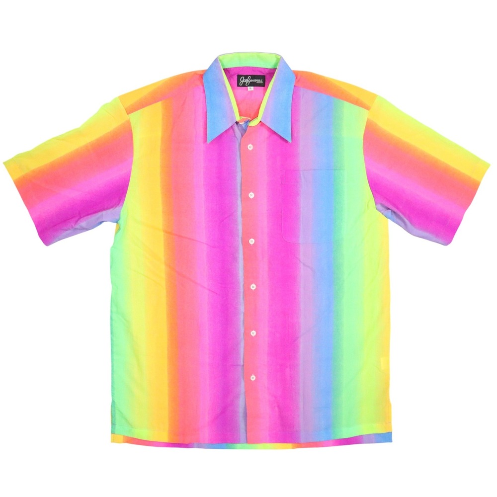 Joe Bananas Shirt Mens Large Rainbow Ombre Stripe Pride Festival Aloha Limited